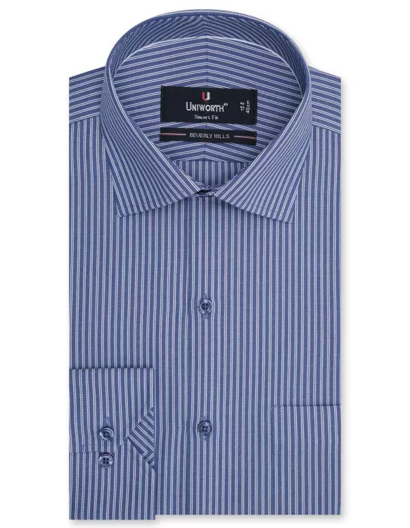 Stripe White/Royal Blue Tailored Smart Fit Shirt