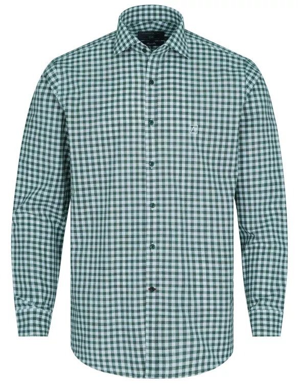 White/Green Check Tailored Smart Fit Linen Shirt