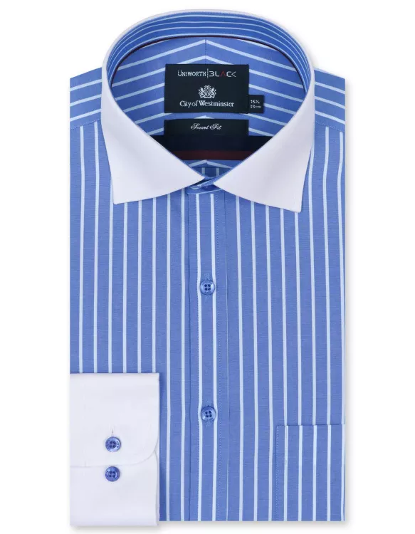 Stripe White/Blue Tailored Smart Fit Shirt