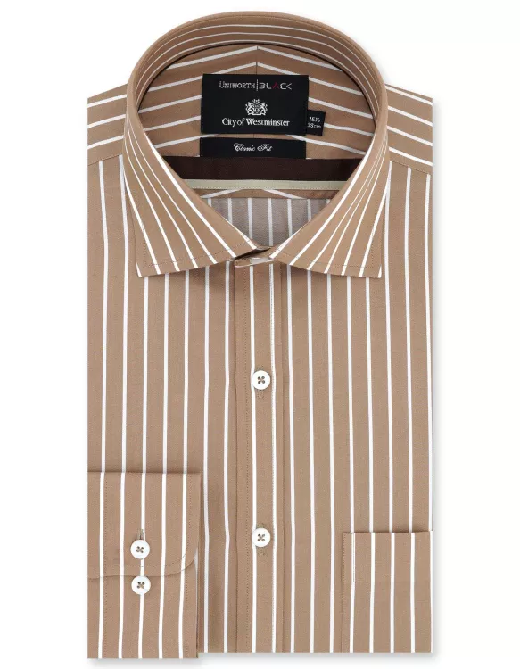 Stripe White/Khaki Classic Fit Shirt