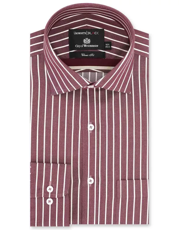 Stripe White/Maroon Classic Fit Shirt