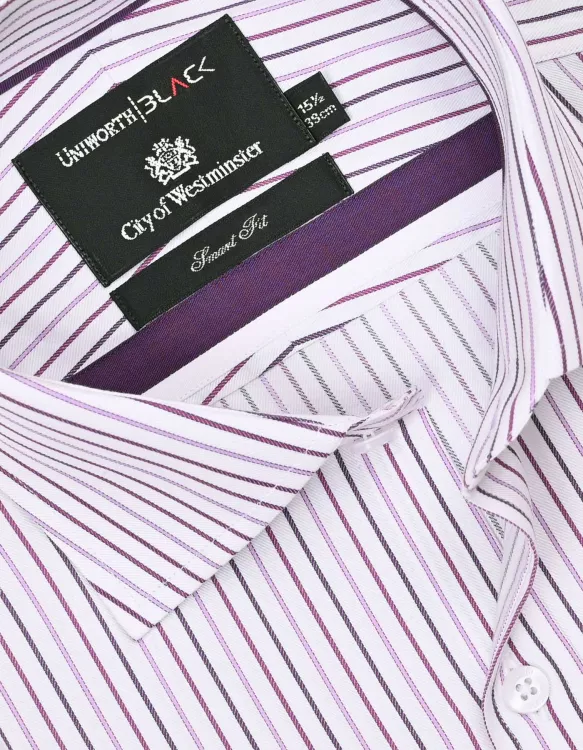 Stripe White/Purple Tailored Smart Fit Shirt