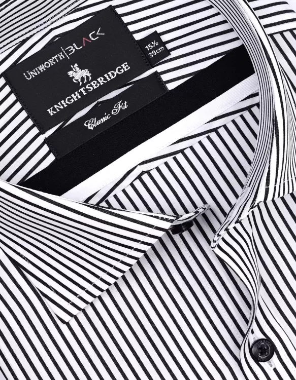 White/Black Stripe Classic Fit Shirt