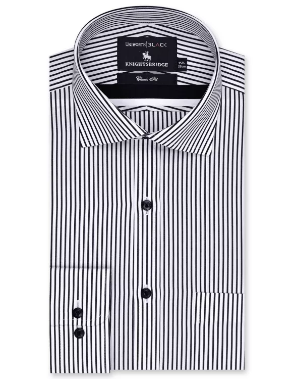 White/Black Stripe Classic Fit Shirt