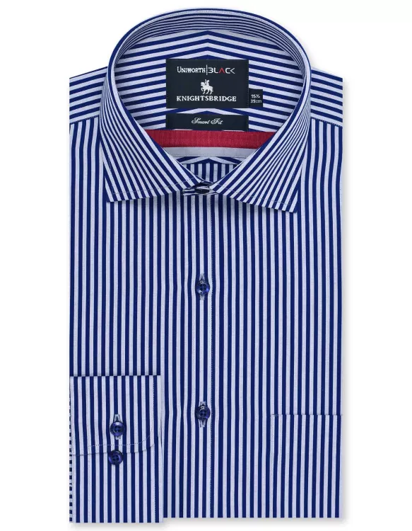Navy/Grey Stripe Tailored Smart Fit Shirt