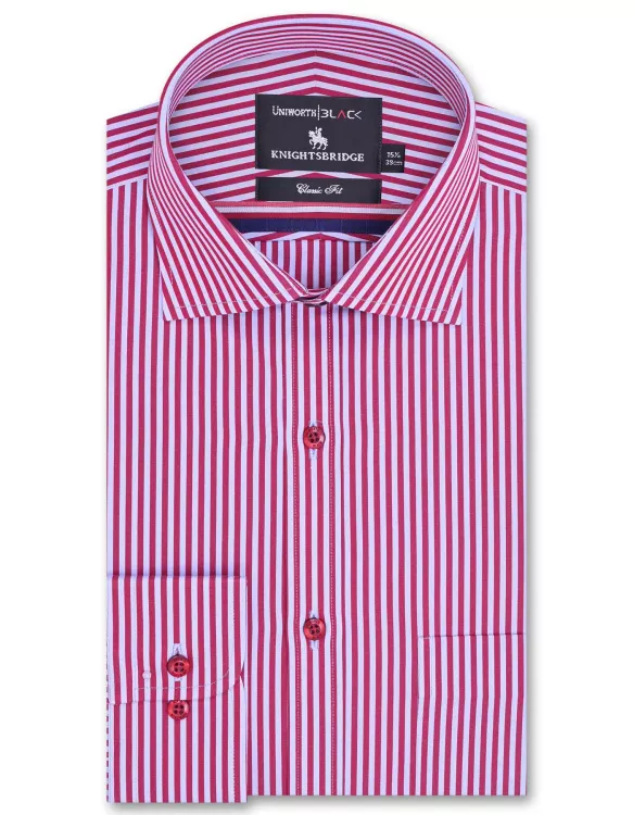 Maroon/Sky Stripe Classic Fit Shirt