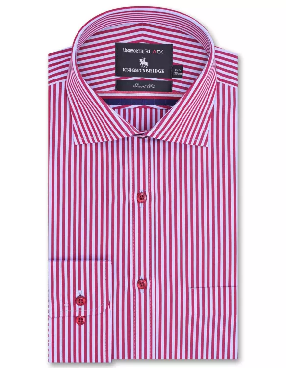 Maroon/Sky Stripe Tailored Smart Fit Shirt