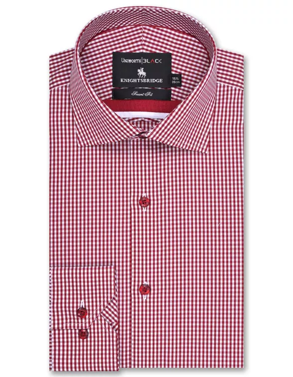 White/Red Check Tailored Smart Fit Shirt