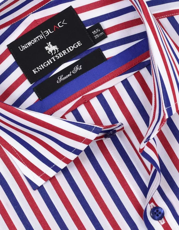 R Blue/Red Stripe Tailored Smart Fit Shirt