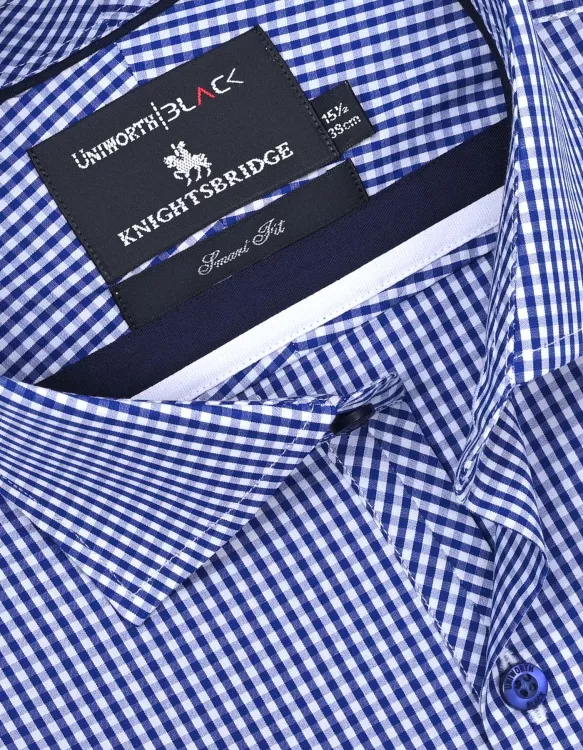 White/Blue Check Tailored Smart Fit Shirt