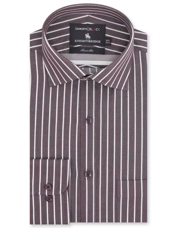 White/Brown Stripe Tailored Smart Fit Shirt