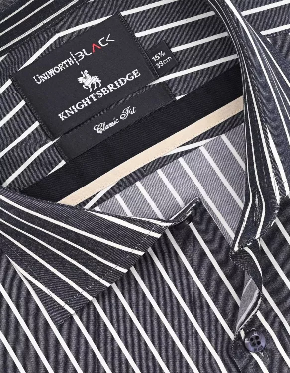 White/Charcoal Stripe Classic Fit Shirt