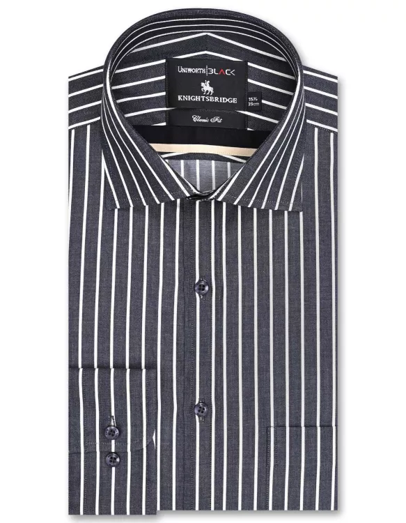 White/Charcoal Stripe Classic Fit Shirt