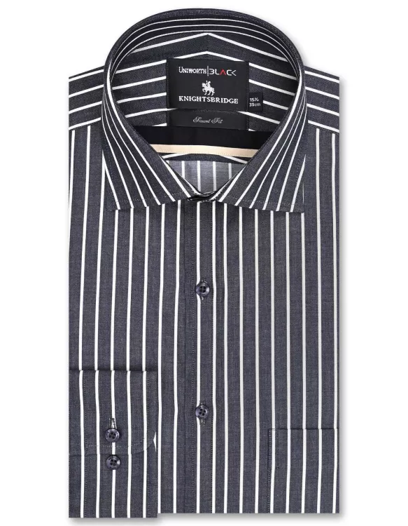 White/Charcoal Stripe Tailored Smart Fit Shirt
