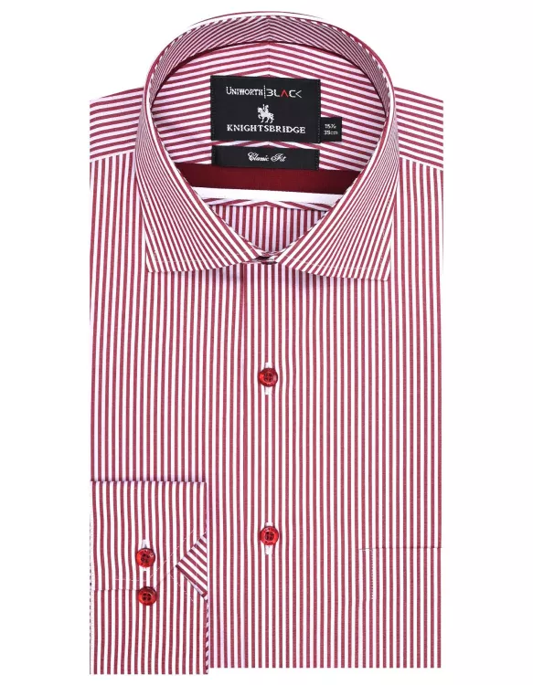 White/Red Stripe Classic Fit Shirt
