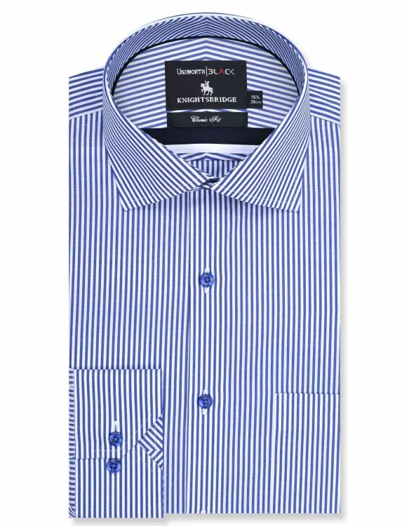 White/Blue Stripe Classic Fit Shirt