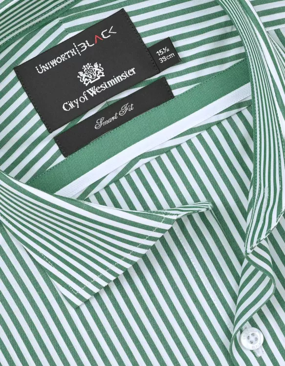White/Green Stripe Tailored Smart Fit Shirt