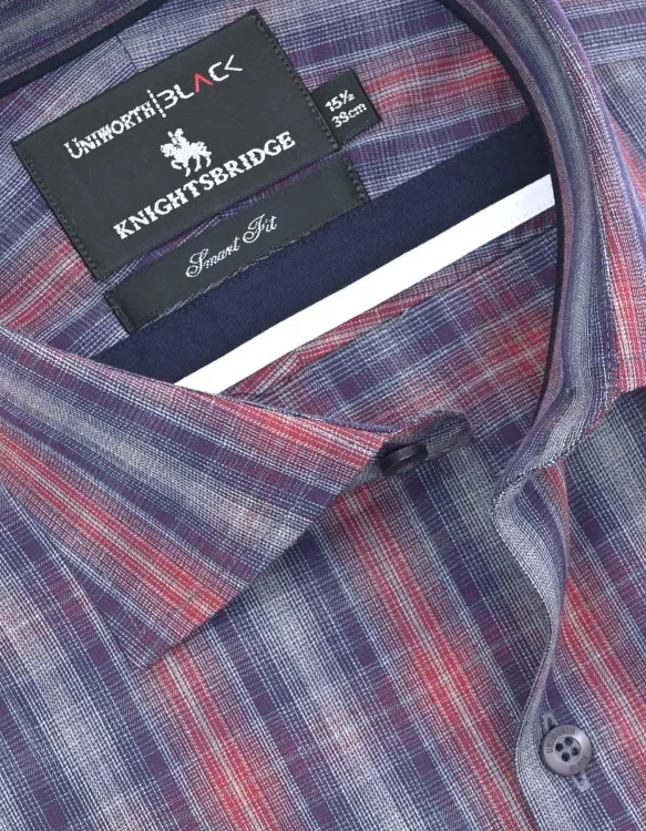 Maroon/Grey Check Tailored Smart Fit Shirt