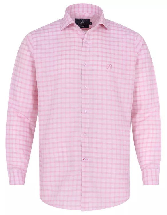 Pink Check Smart Fit Linen Shirt