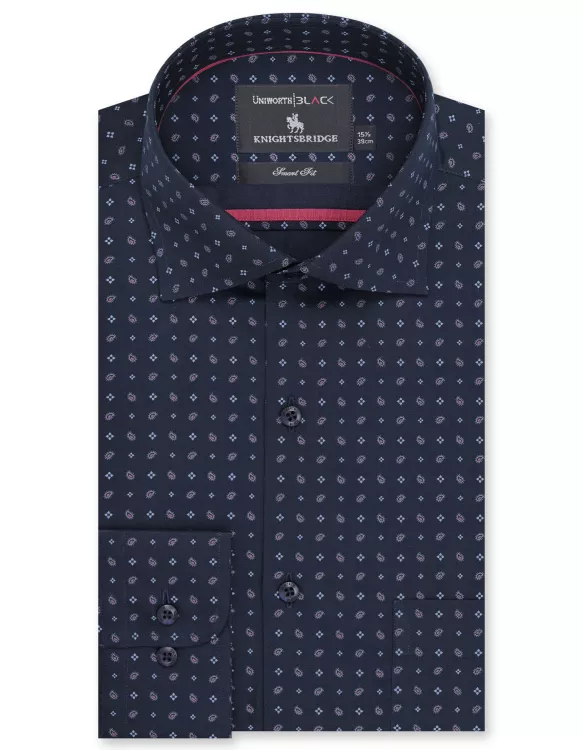 Navy/Sky Printed Tailored Smart Fit Shirt