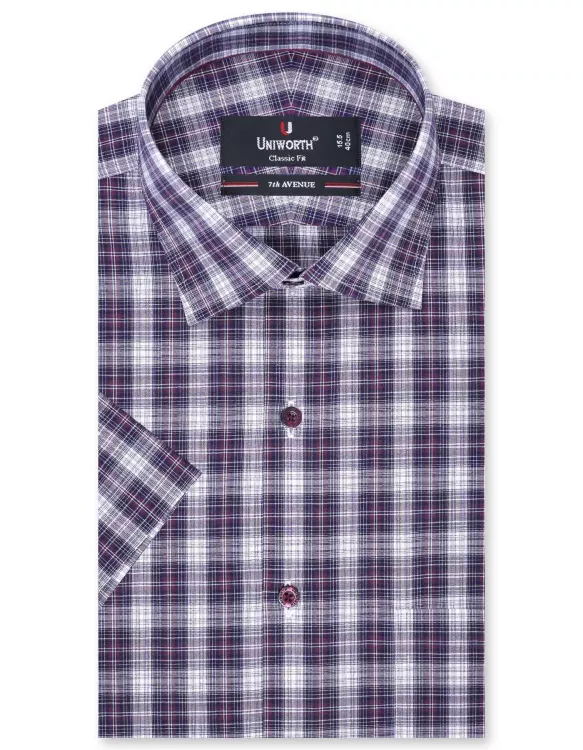 Maroon Check Classic Fit Shirt