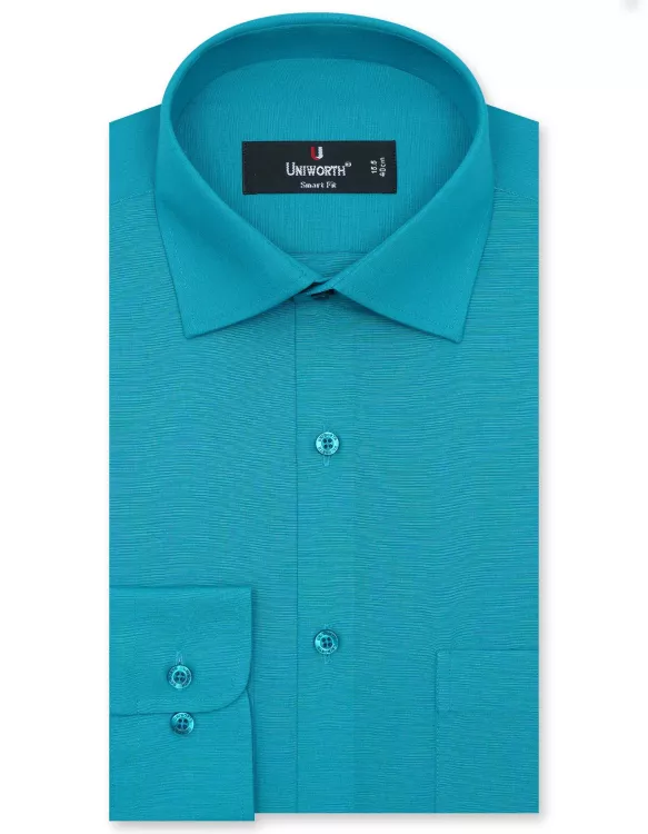 Plain Sky/Green Tailored Smart Fit Shirt