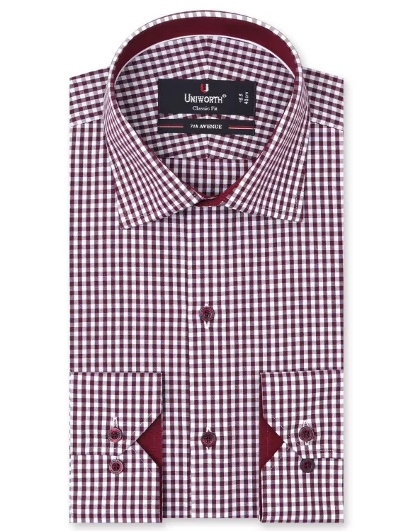 Check White/Maroon Classic Fit Shirt