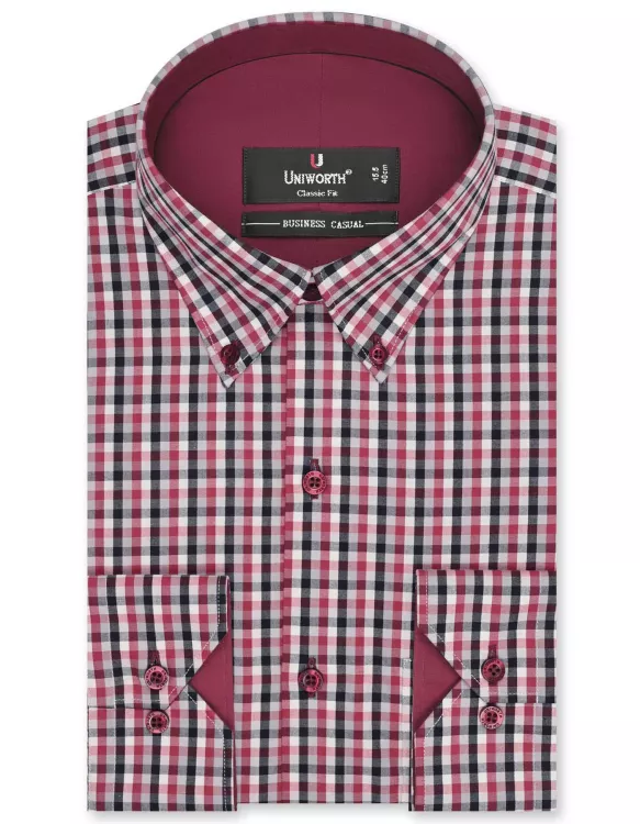 Black/Red Check Business Casual Shirt