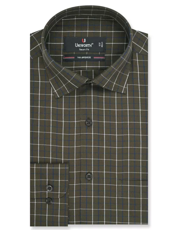 White/Brown Check Tailored Smart Fit Shirt