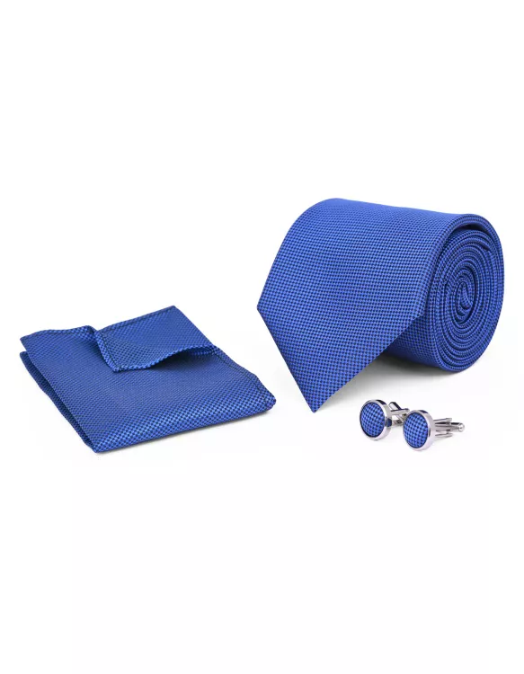 Royal Blue Plain Cufflink Tie Set