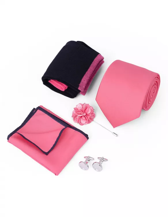 Pink/Navy Texture Men Accessories Box
