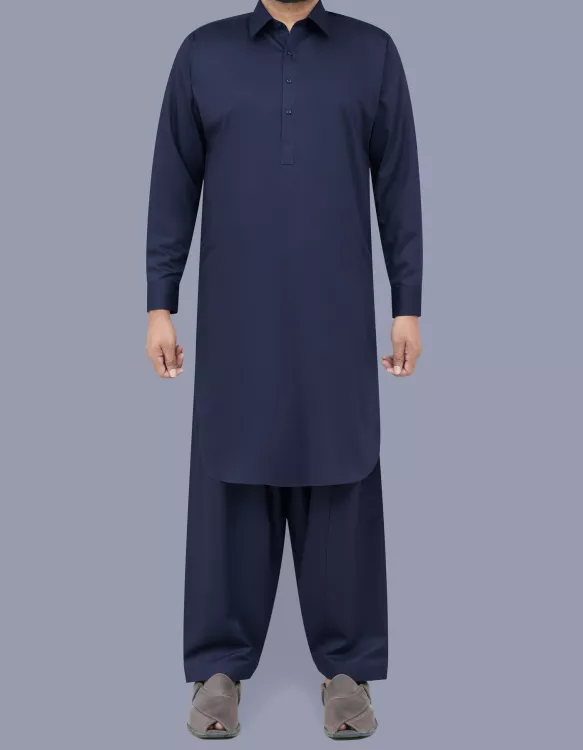Navy Plain Kameez Shalwar