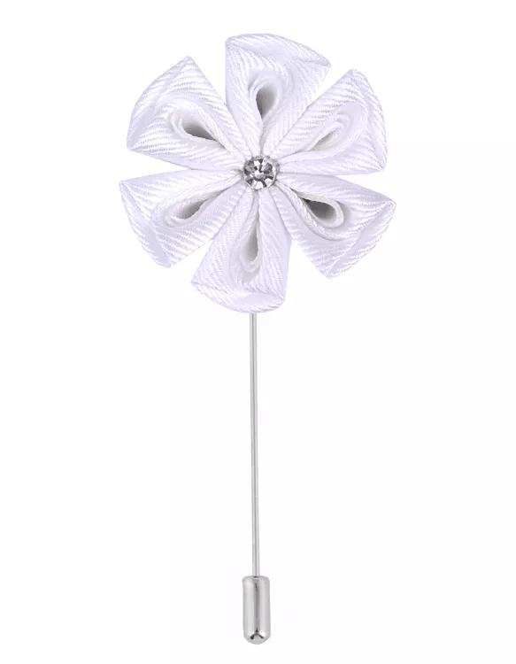 White Floral Stick Coat Lapel Pin