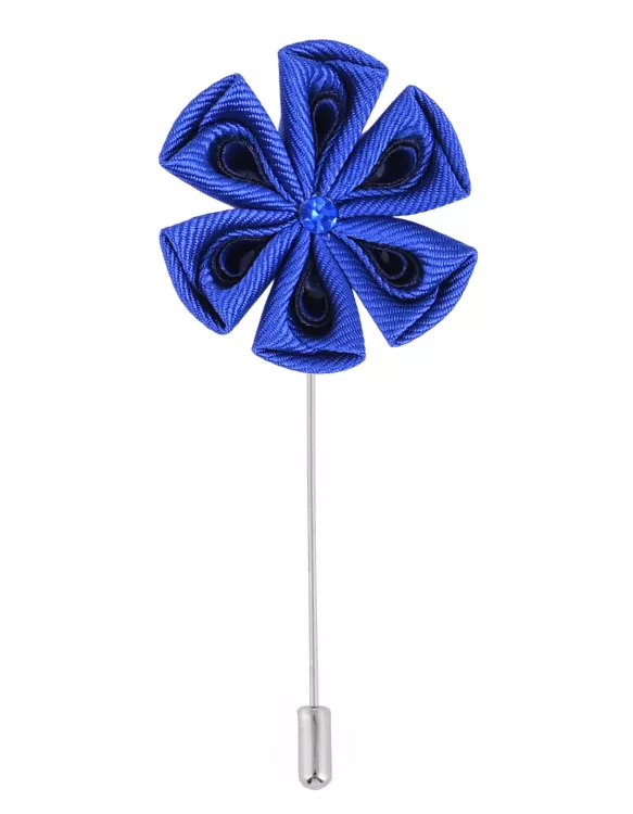 Royal Blue Floral Stick Coat Lapel Pin