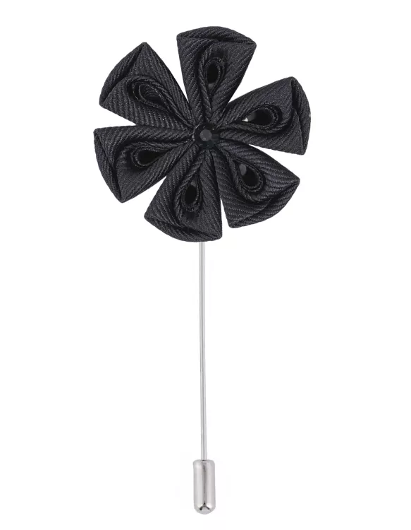 Black Floral Stick Coat Lapel Pin