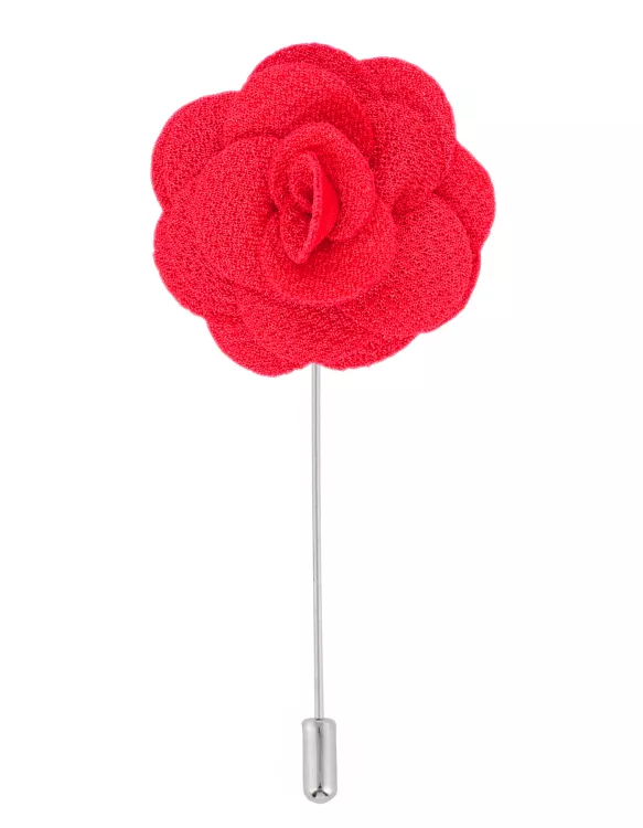 Red Floral Stick Coat Lapel Pin