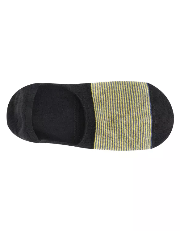 Black/Yellow Stripe No Show Socks