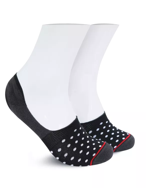 White/D Grey Dotted No Show Socks