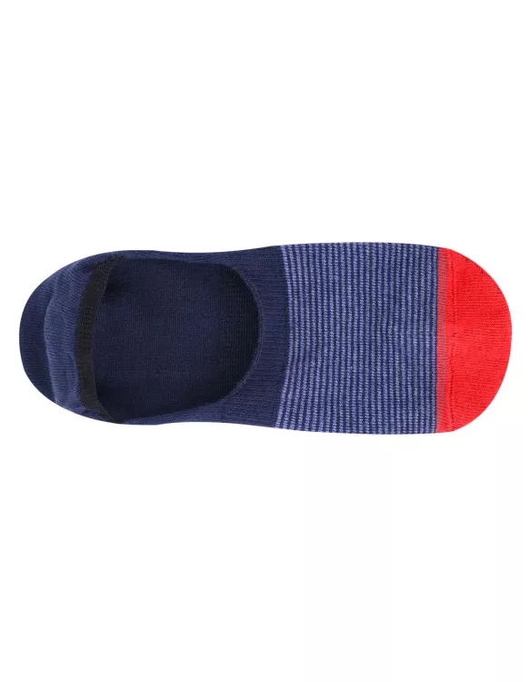 Navy/Red Stripe No Show Socks