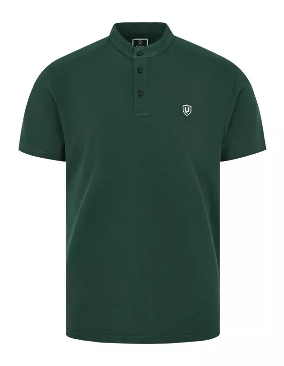 British Green Plain Band Collar Cotton T-Shirt