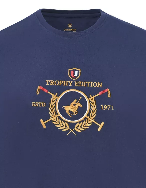 Trophy Edition Navy Embroidered Crew Neck T-Shirt