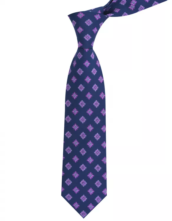 Navy/Purple Geometric Tie