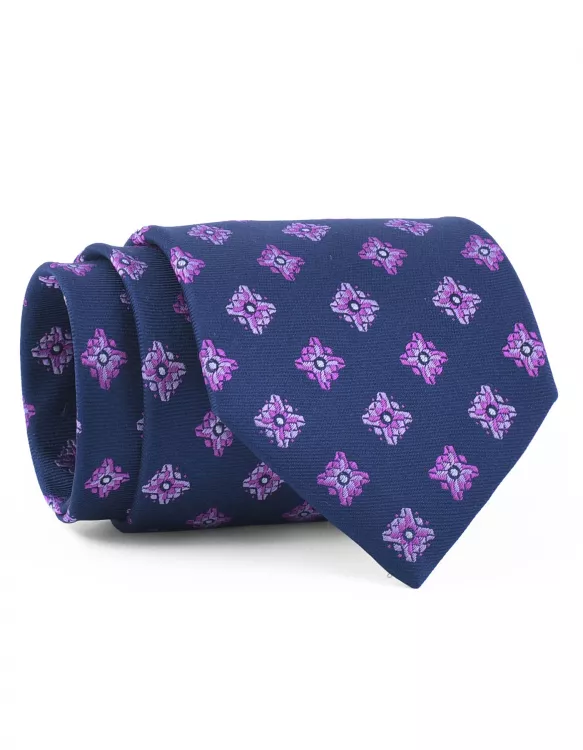 Navy/Purple Geometric Tie