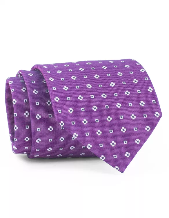 Purple/White Geometric Tie