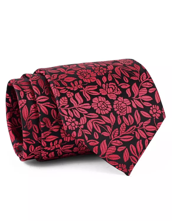 Black/Red Floral Tie