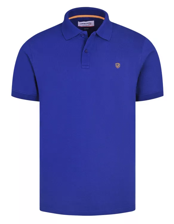 E Blue Plain Pique Polo Shirt