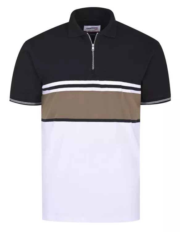 Black Stripe Color Block Polo Shirt