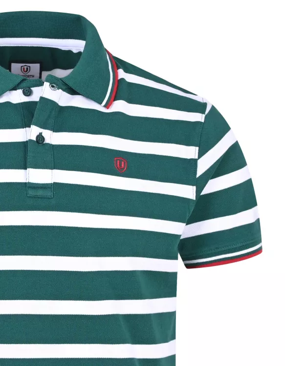 British Green Stripe Pique Polo Shirt