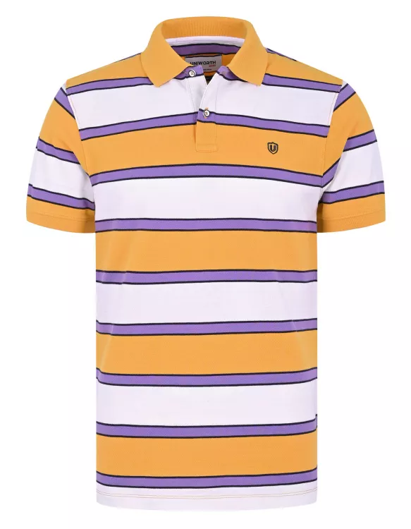 Apricot Stripe Pique Polo Shirt