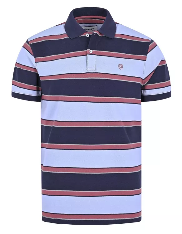 Sky Stripe Pique Polo Shirt